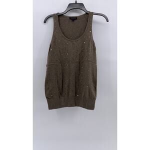 BANANA REPUBLIC Women’s Brown Knit Scoop-Neck Sequin Embellished Tank Top SZ M